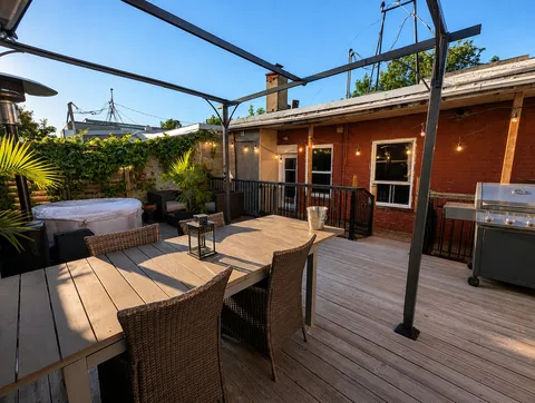 Shared terrace with outdoor seating — Cozy Luxury in the Plateau